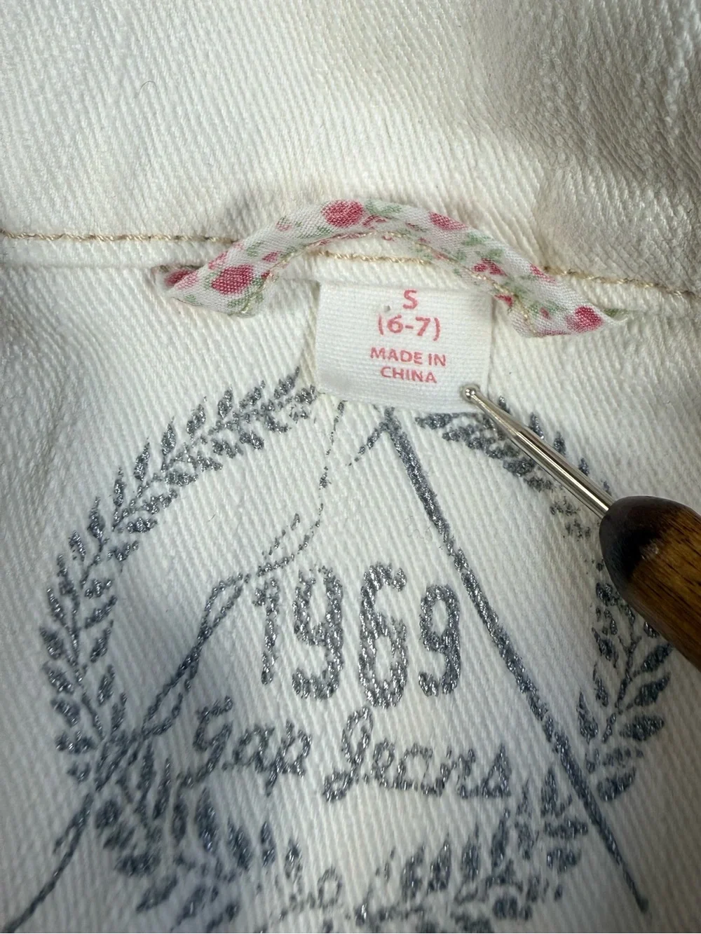 GAP Girls White Cropped Jean Jacket S 6-7‎ Y2K Trucker Retro Coquette Vintage
